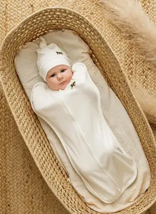 Євро пелюшка на блискавці з шапочкою "Purl", Жолуді 0-3 міс.