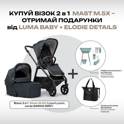 Дитяча коляска 2 в 1 M.5x Dark Grey 