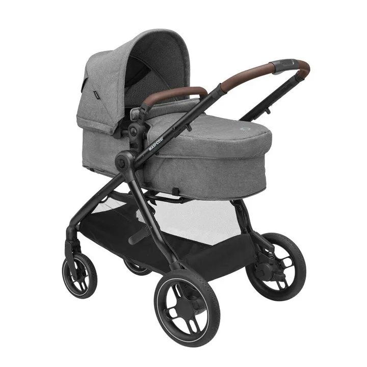 Коляска MAXI-COSI ZELIA S TRIO Grey (Black Frame/Brown Leather + CabrioFix S i-Size + сумка) — Photo 12