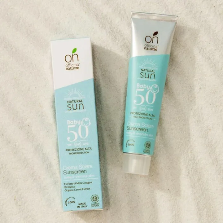 Органічний дитячий сонцезахисний флюїд SPF 50 в алюмінієвій тубі Officina Naturae, 75 мл — Photo 9