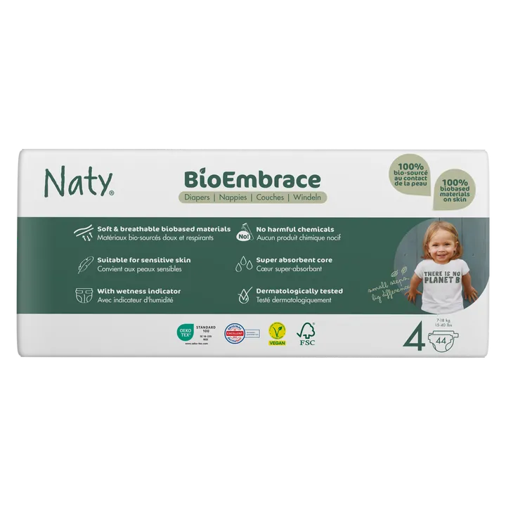 Одноразові дитячі підгузки BioEmbrace "NATY". Розмір 4 (7-18 кг.), 44 шт. в упаковці. — Photo 10