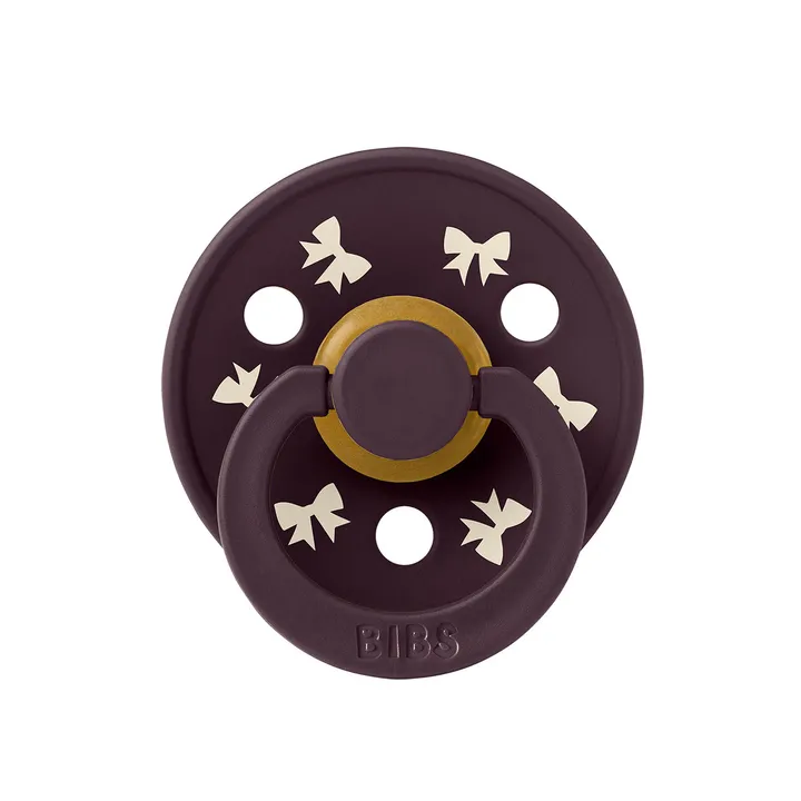 Пустушка BIBS Pacifier Colour Holiday Bow Latex Round (кругла) – Plum Ivory
