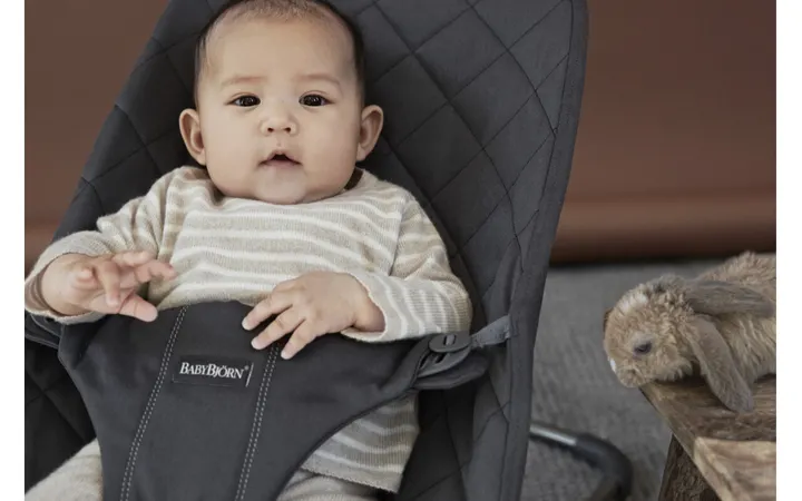 Шезлонг для немовлят BabyBjorn Bouncer BLISS Woven Anthracite Classic Quilt — Photo 14