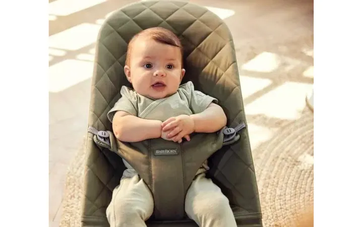 Шезлонг для немовлят BabyBjorn Bouncer BLISS Woven Dark Green Classic Quilt — Photo 7