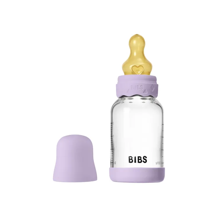 Скляна дитяча пляшечка BIBS Glass Boheme Baby Bottle Round Latex 1 pack 120 мл Slow Flow Violet Sky — Photo 8