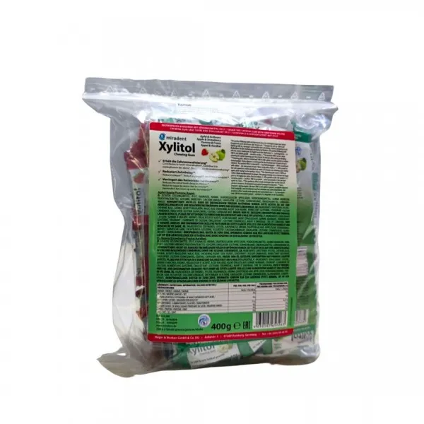 Жувальна гумка з ксилітолом Xylitol Chewing Gum асорті яблуко + полуниця (200 шт), (Miradent) — Photo 3