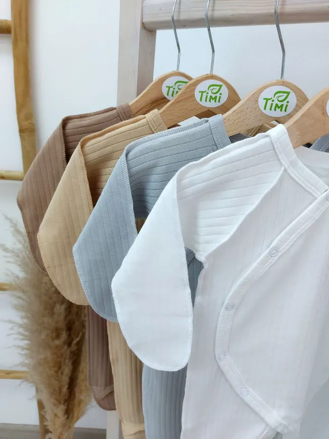 Чоловічок для немовля закритою ручкою в рубчик (White) 56р. — Photo 5