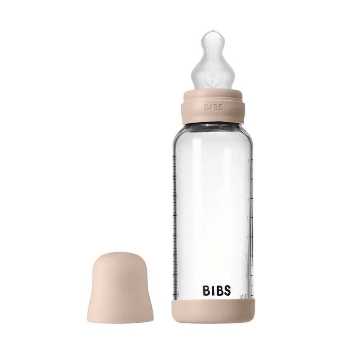 Скляна дитяча пляшечка BIBS Glass Baby Bottle Round Silicone 1 pack 240 мл Medium Flow (середній потік) Blush — Photo 6
