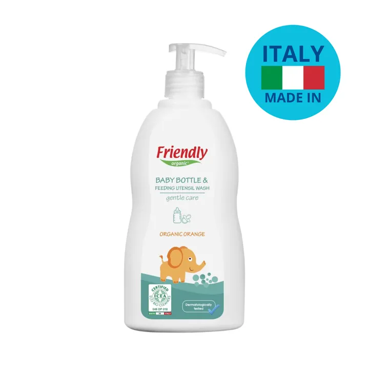 Органічний миючий засіб для дитячого посуду, пляшок, сосок Friendly Organic з ароматом апельсина, 500 мл — Photo 6