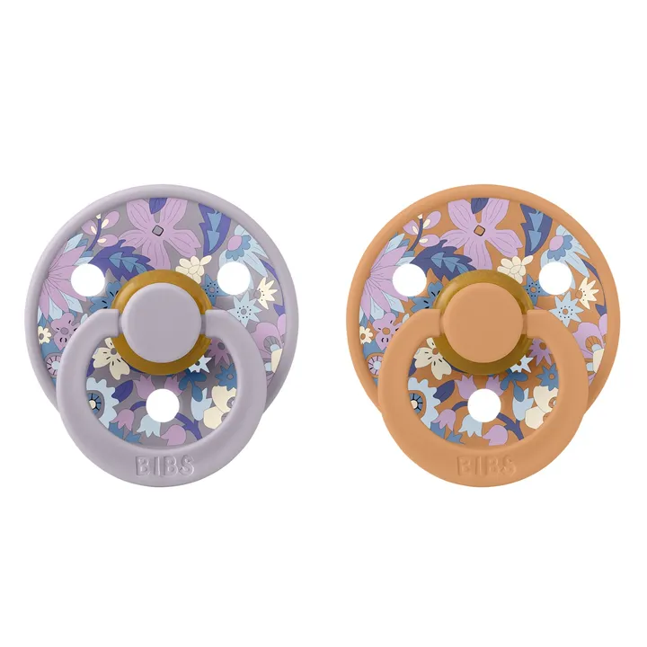 Пустушка BIBS x Liberty Colour Latex Round (кругла) June Blossom – Pumpkin Mix (2 в упаковці) 0-6 міс. — Photo 2