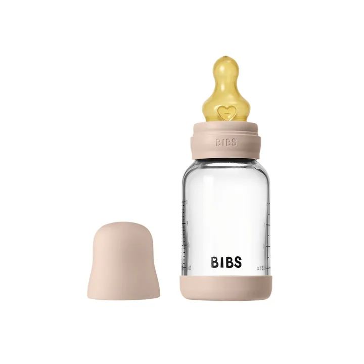 Скляна дитяча пляшечка BIBS Glass Baby Bottle Round Latex 1 pack 120 мл Slow Flow Blush — Photo 6