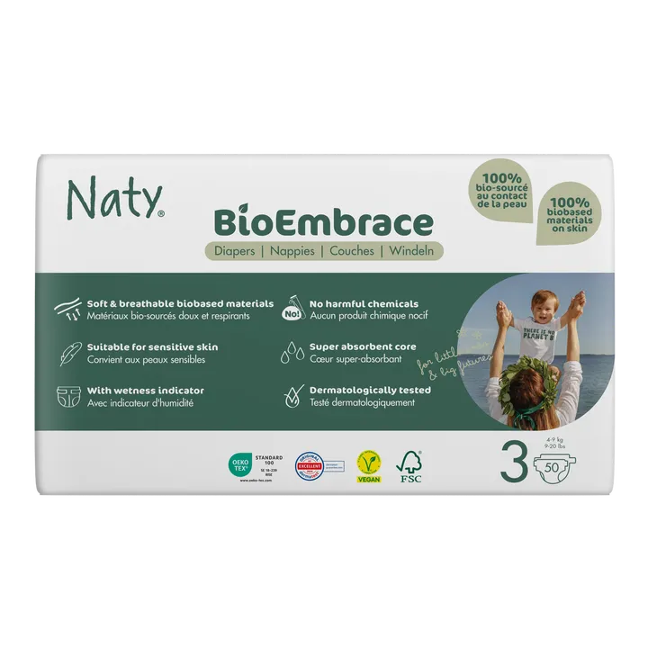 Одноразові дитячі підгузки BioEmbrace "NATY". Розмір 3 (4-9 кг.), 50 шт. в упаковці. — Photo 10
