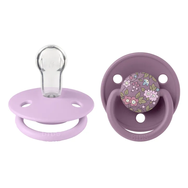 Пустушка BIBS x Liberty De Lux Silicone Round (кругла) Onesize – Chamomile Lawn Mauve / Violet Sky Mix (2 в упаковці) 0-36 міс. — Photo 4