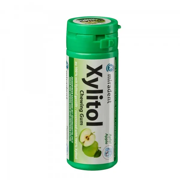 Жувальна гумка з ксилітолом Xylitol Chewing Gum Apple для дітей (30 шт), (Miradent)