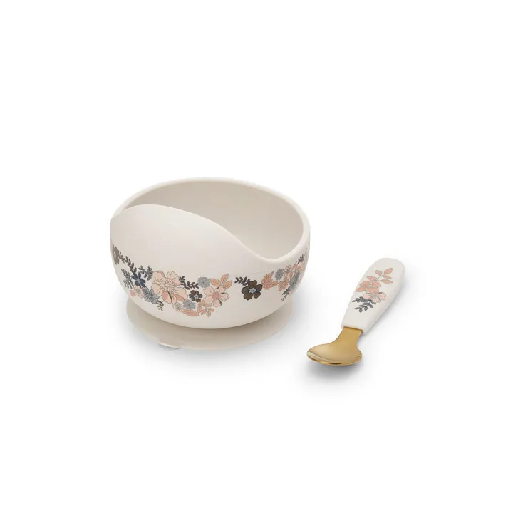 Набір для годування Elodie Details Silicone Bowl Set Blue Garden — Photo 8
