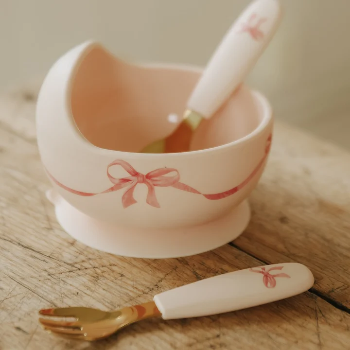 Набір для годування Elodie Details Silicone Bowl Set Rosy Bow — Photo 7
