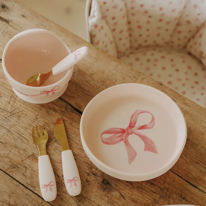 Набір для годування Elodie Details Silicone Bowl Set Rosy Bow — Photo 10