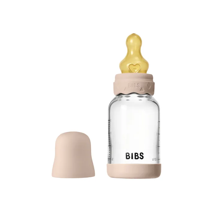 Скляна дитяча пляшечка BIBS Glass Boheme Baby Bottle Round Latex 1 pack 120 мл Slow Flow Blush — Photo 8