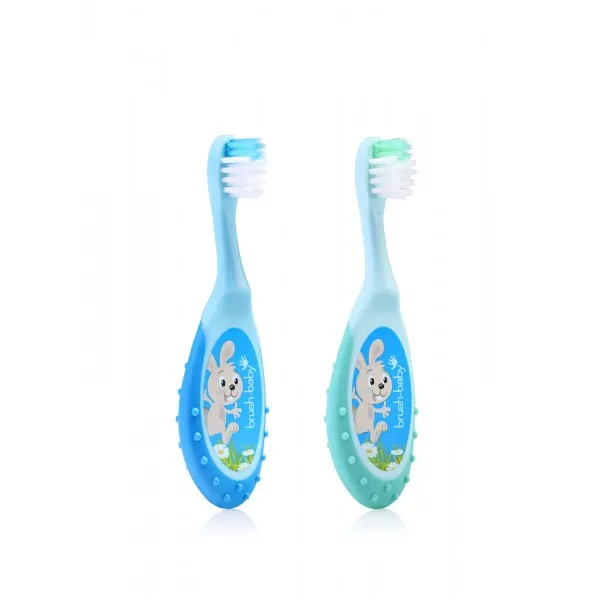 Дитяча зубна щітка Flossbrush (від 0 до 3 років) - Blue-Teal (2 шт), (Brush-baby) — Photo 6