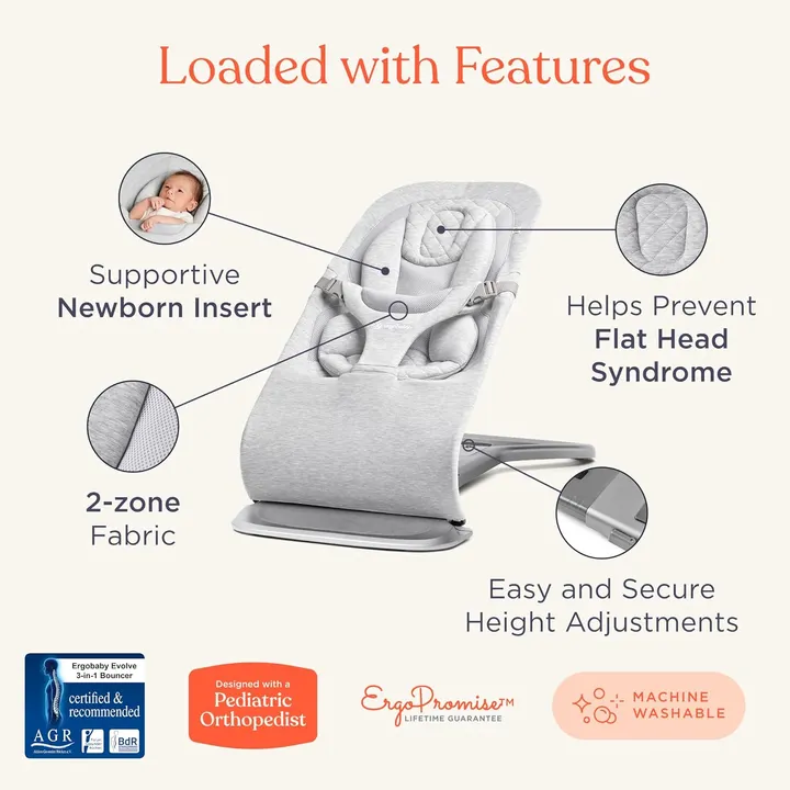 Крісло-шезлонг Ergobaby Light Gray — Photo 13
