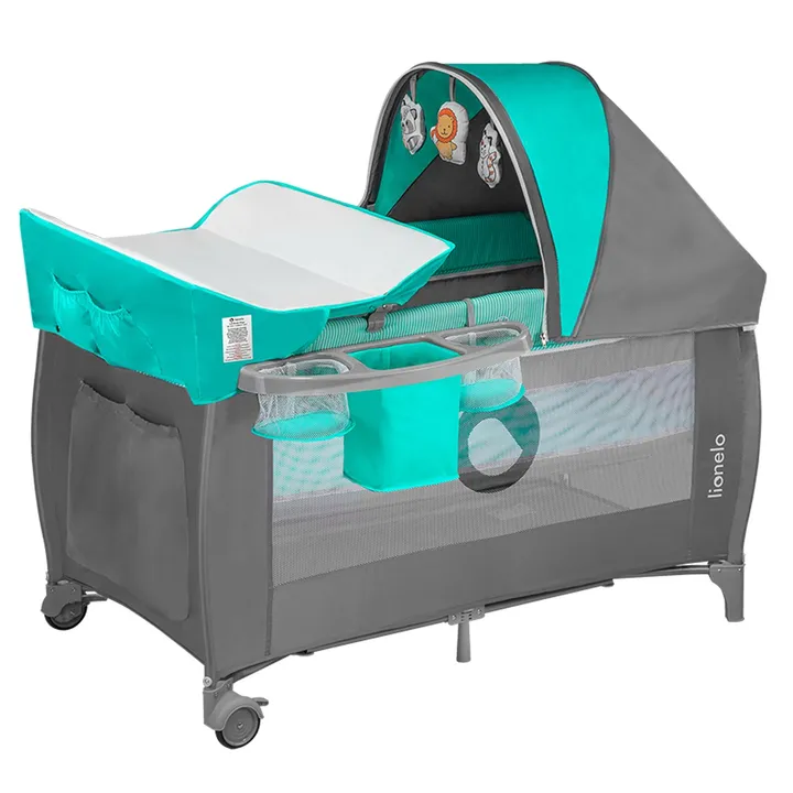 Ліжечко-манеж Lionelo SVEN PLUS TURQUOISE / GREY — Photo 5