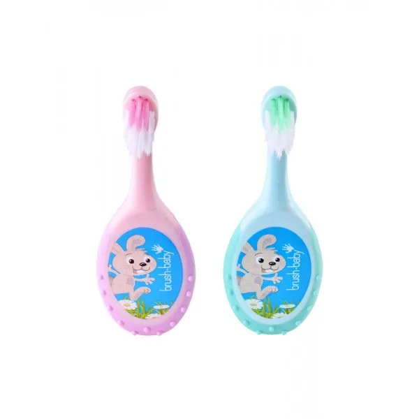 Дитяча зубна щітка Flossbrush (від 0 до 3 років) - Pink-Teal (2 шт), (Brush-baby) — Photo 9