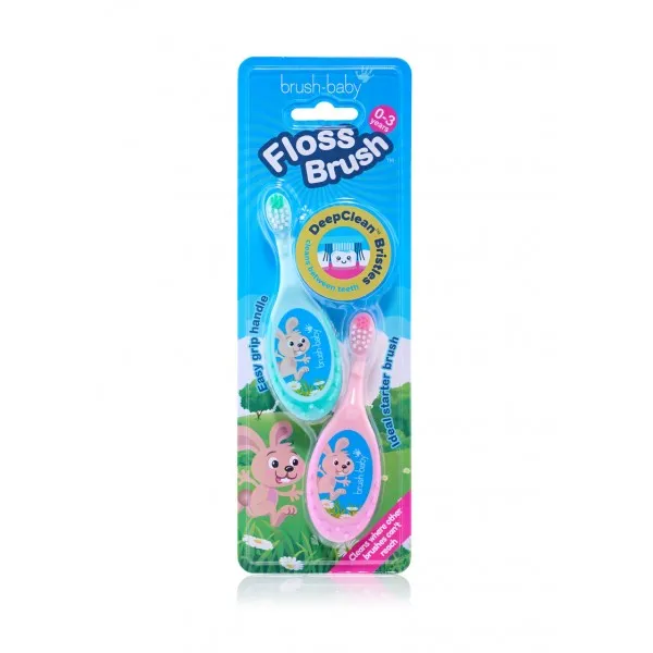 Дитяча зубна щітка Flossbrush (від 0 до 3 років) - Pink-Teal (2 шт), (Brush-baby) — Photo 5