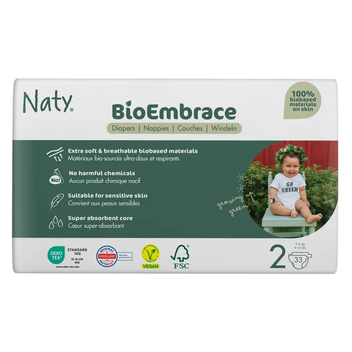 Одноразові дитячі підгузки BioEmbrace "NATY". Розмір 2 (3-6 кг.), 33 шт. в упаковці. — Photo 10