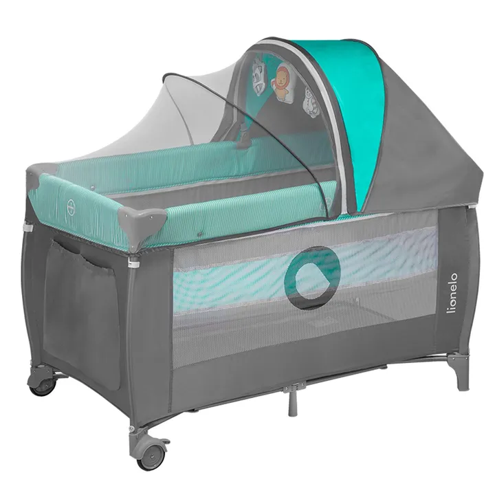 Ліжечко-манеж Lionelo SVEN PLUS TURQUOISE / GREY — Photo 6