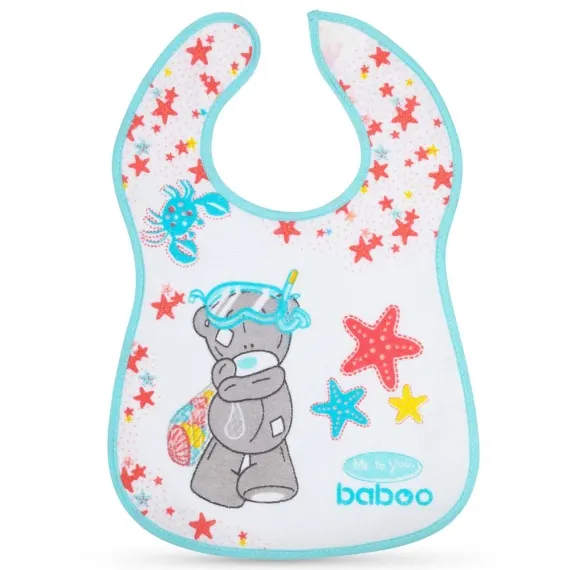 Нагрудник бавовняний BABOO, білий, Me to You, 3+ міс