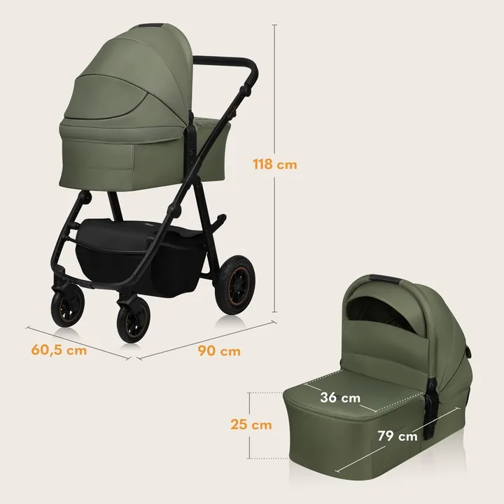 Універсальна коляска 2 в 1 Lionelo AMBER PLUS GREEN FOREST — Photo 11