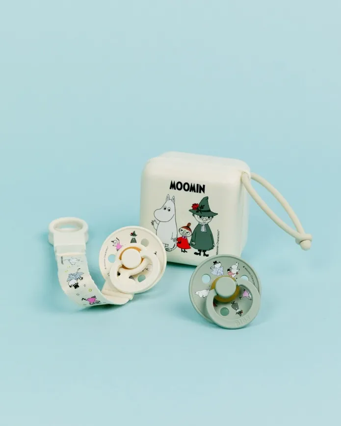 Подарунковий набір пустушки та тримач для соски Bibs x Moomins Colour Pacifier &amp; Loop Clip Gift Set Latex – Ivory/Sage — Photo 9