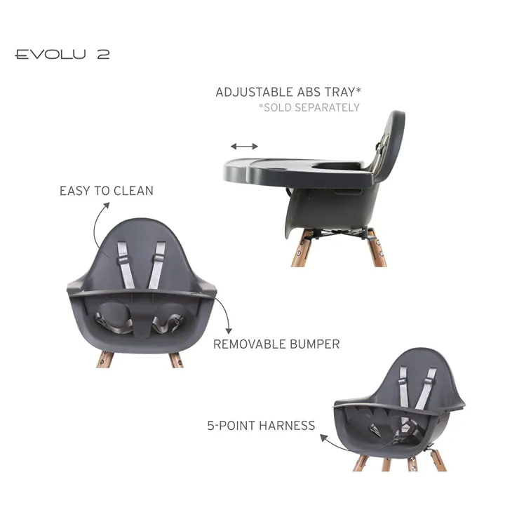 Стілець для годування Childhome Evolu 2 з бампером natural/anthracite, арт. CHEVOCHNA — Photo 17