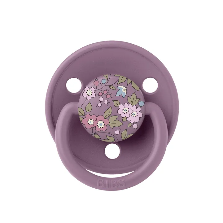 Пустушка BIBS x Liberty De Lux Silicone Round (кругла) Onesize – Chamomile Lawn Mauve / Violet Sky Mix (2 в упаковці) 0-36 міс. — Photo 6