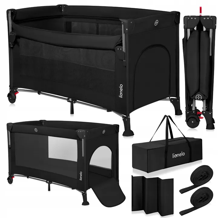 Ліжечко-манеж Lionelo ELLEN BLACK CARBON — Photo 4