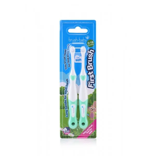 Зубна щітка від 0 до 18 місяців First Brush (2 шт) - Teal, (Brush-baby) — Photo 5