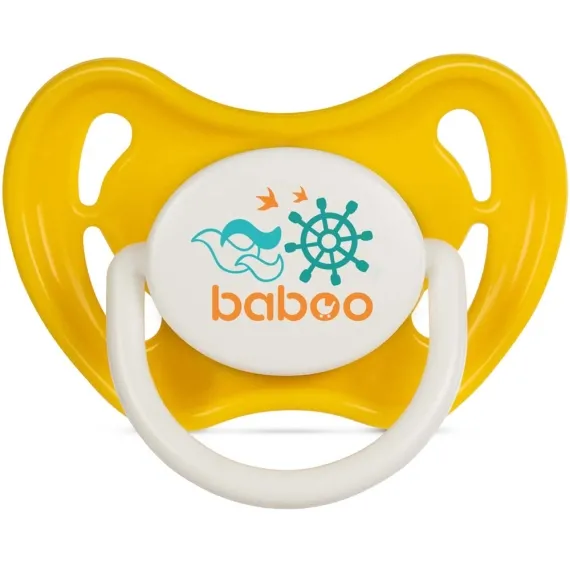 Пустушка кругла BABOO латексна, жовта, Marine, 0+ міс
