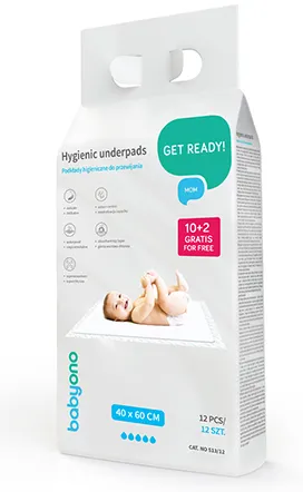 Гігієнічна пелюшка (40х60 см.) 10 шт+2 шт ./ "Babyono"