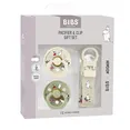 Подарунковий набір пустушки та тримач для соски Bibs x Moomins Colour Pacifier &amp; Loop Clip Gift Set Latex – Ivory/Sage