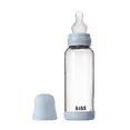 Скляна дитяча пляшечка BIBS Glass Baby Bottle Round Silicone 1 pack 240 мл Medium Flow (середній потік) Baby Blue