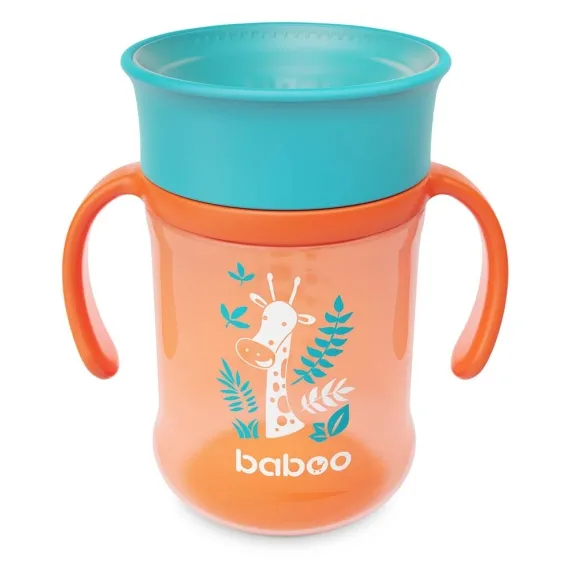Чашка непроливайка BABOO 360°, 300 мл, Safari, помаранчева, 6+ міс
