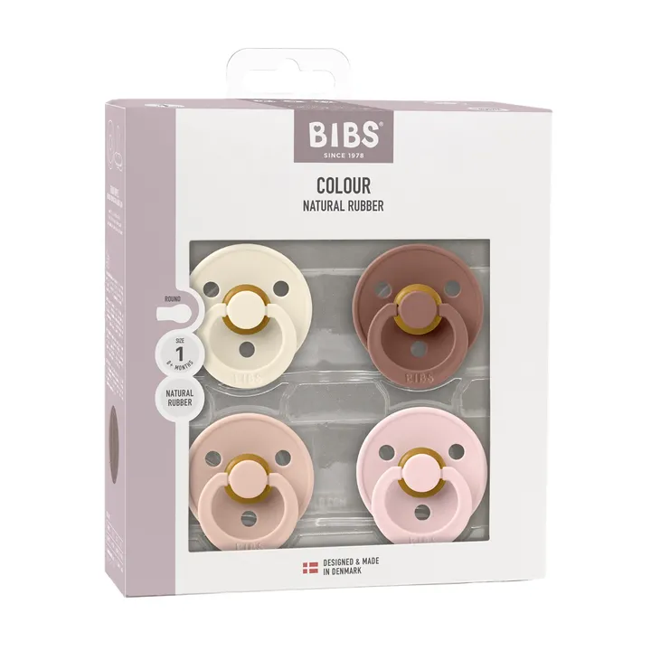 Соски пустушки BIBS Colour Latex Round (круглі) 4 PACK – Ivory/Blush/Woodchuck/Blossom 6-18 міс. — Photo 6