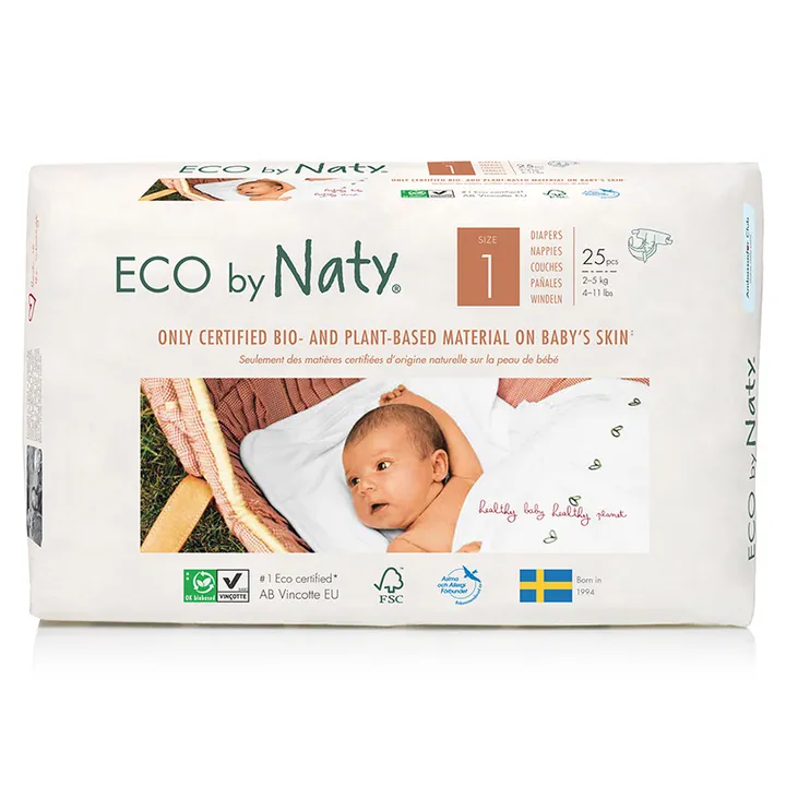 Підгузки торговельної марки “ECO BY NATY”. Розмір 1 (від 2 до 5 кг.), 25 шт. в упаковці.	